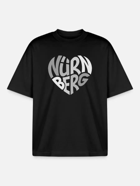 Nuremberg Heart Graffiti Typo - Boxy Heavyweight Unisex Organic T-Shirt by Stanley/Stella - black