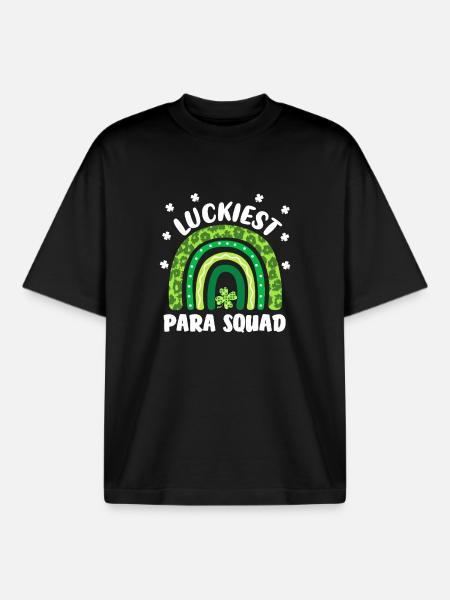 Luckiest Para Squad - Boxy Heavyweight Unisex Organic T-Shirt by Stanley/Stella - black