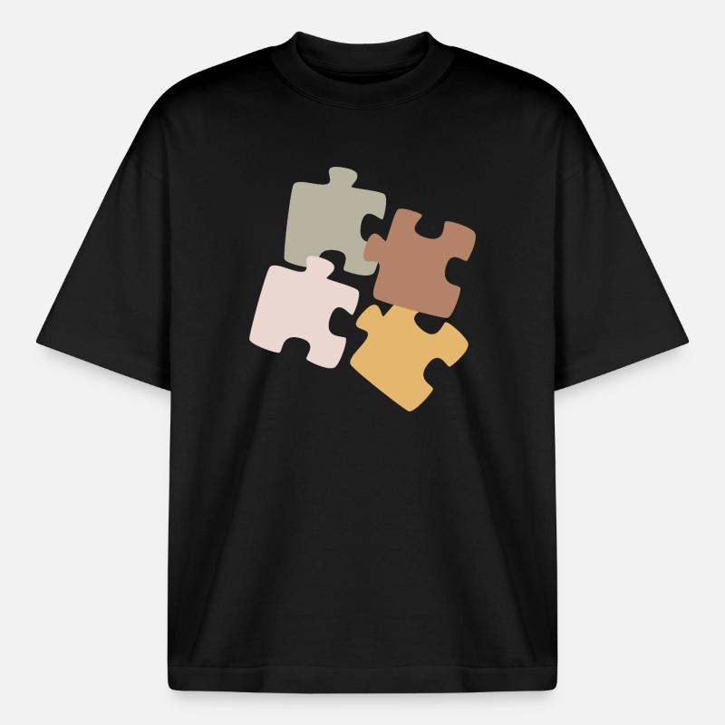Puzzle Patchwork Vielfalt - Boxy Heavyweight Unisex Organic T-Shirt von Stanley/Stella - Schwarz