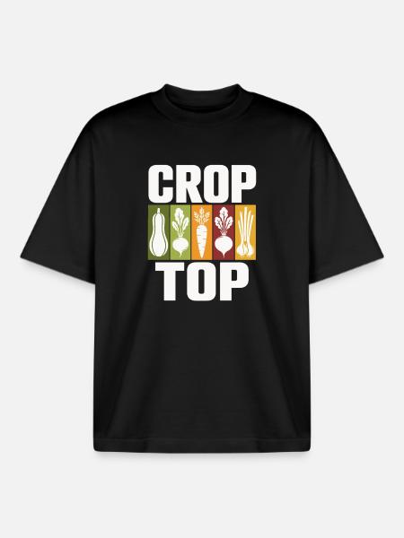 Vegetable Icons Crop Top Design - Boxy Heavyweight Unisex Organic T-Shirt by Stanley/Stella - black