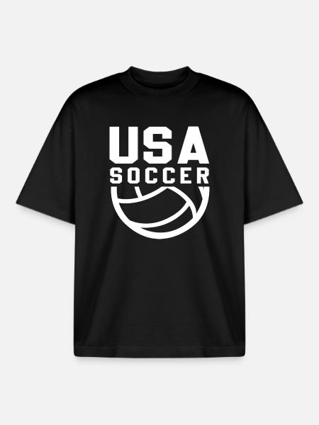 USA Soccer - Boxy Heavyweight Unisex Organic T-Shirt by Stanley/Stella - black