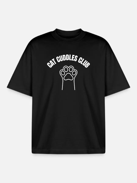 Cat Cuddle Club - Boxy Heavyweight Unisex Organic T-Shirt by Stanley/Stella - black