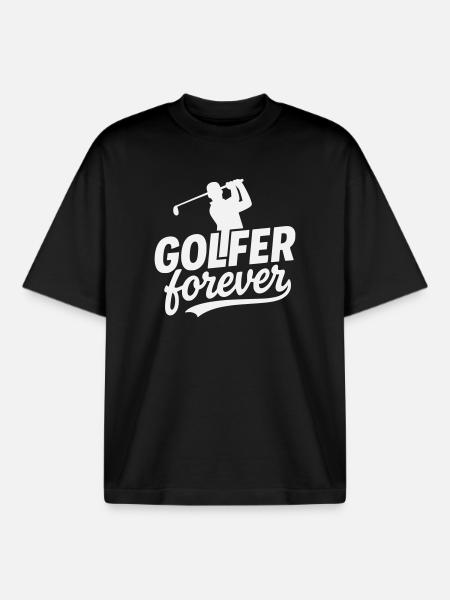 Golfer Forever logo motif - Boxy Heavyweight Unisex Organic T-Shirt by Stanley/Stella - black