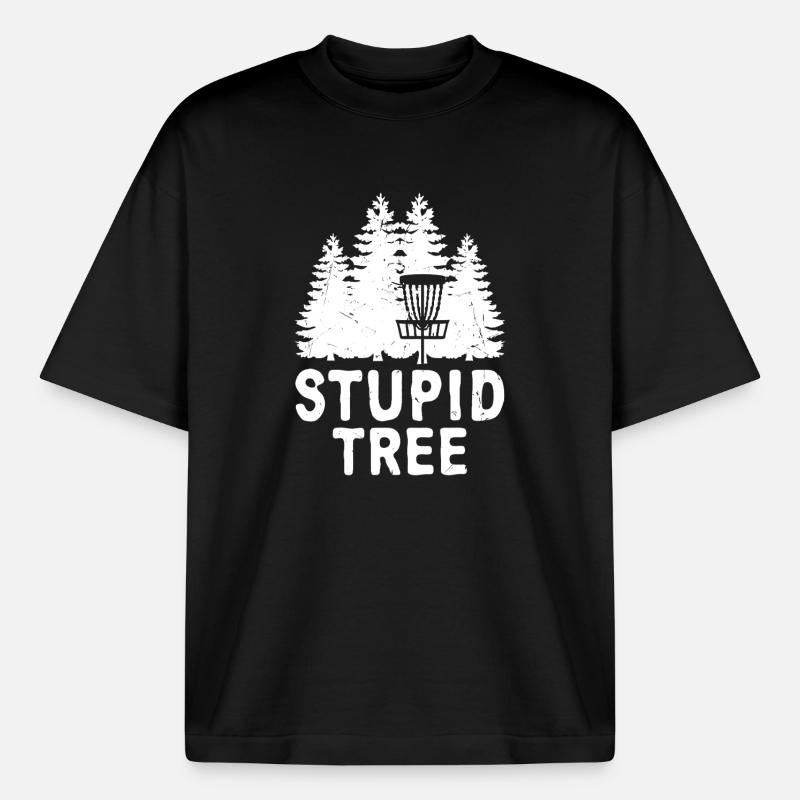 Stupid Tree Disc Golf Tee - Boxy Heavyweight Unisex Organic T-Shirt by Stanley/Stella - black