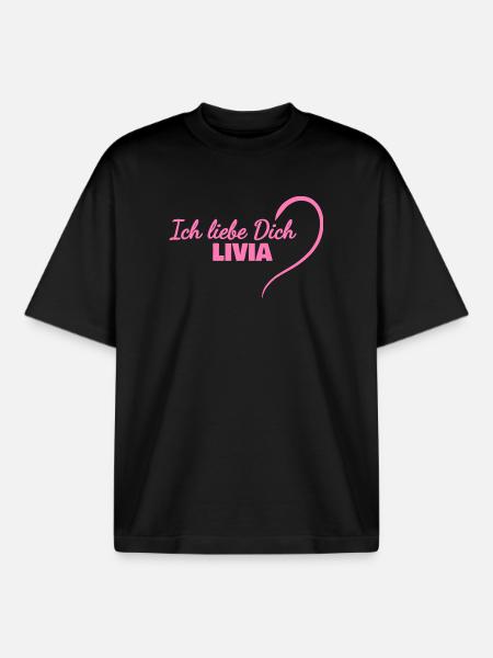 Livia als Herz - Boxy Heavyweight Unisex Organic T-Shirt von Stanley/Stella - Schwarz