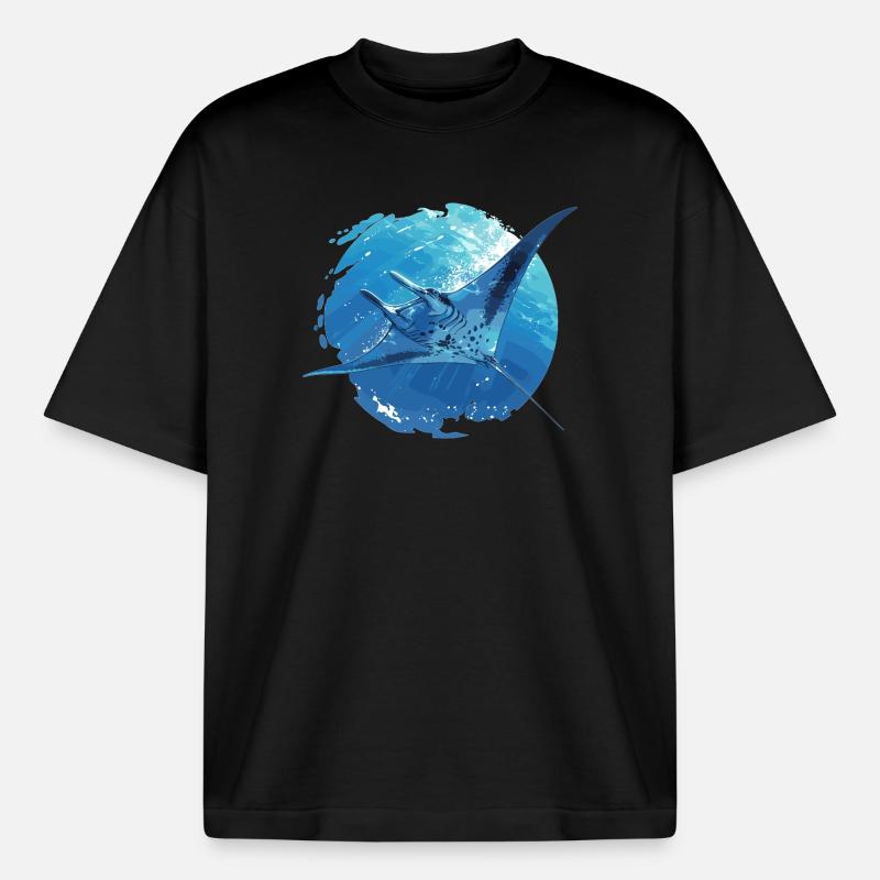Rays Manta Rays - Boxy Heavyweight Unisex Organic T-Shirt by Stanley/Stella - black