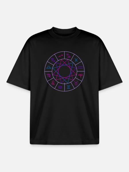 Rad der 12 Tierkreiszeichen - Boxy Heavyweight Unisex Organic T-Shirt von Stanley/Stella - Schwarz