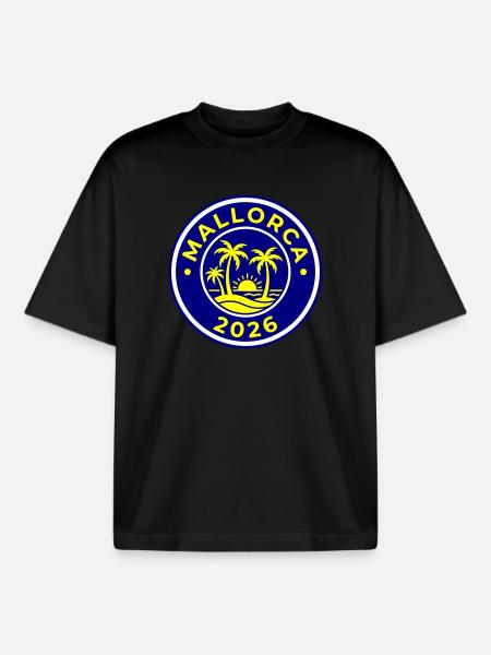 Mallorca 2026 Palmen - Boxy Heavyweight Unisex Organic T-Shirt von Stanley/Stella - Schwarz
