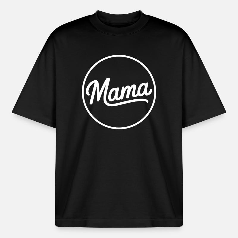 Mama Script Circle Logo Tee - Boxy Heavyweight Unisex Organic T-Shirt by Stanley/Stella - black