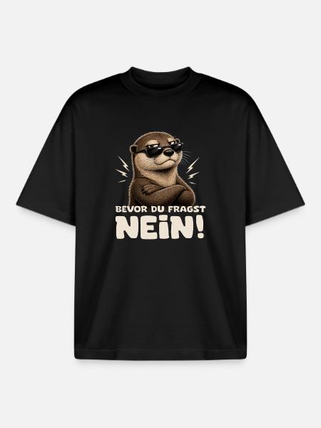 Otter mit Sonnenbrille – Nein! - Boxy Heavyweight Unisex Organic T-Shirt von Stanley/Stella - Schwarz
