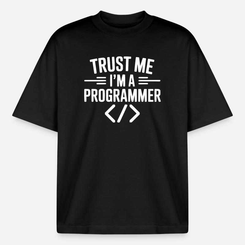 Vertrau mir, ich bin Programmiererin - Boxy Heavyweight Unisex Organic T-Shirt von Stanley/Stella - Schwarz
