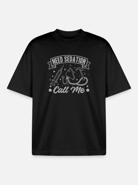 Anesthesiologist Need Sedation Anesthesia - Boxy Heavyweight Unisex Organic T-Shirt by Stanley/Stella - black