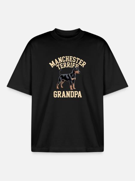 Manchester Terrier Grandpa Gift - Boxy Heavyweight Unisex Organic T-Shirt by Stanley/Stella - black