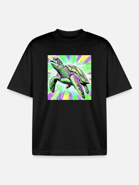 turtle - Boxy Heavyweight Unisex Organic T-Shirt by Stanley/Stella - black