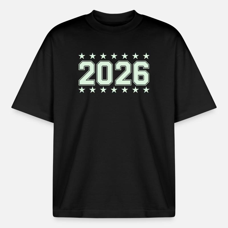2026 Retro Blockschrift mit Sternen - Boxy Heavyweight Unisex Organic T-Shirt von Stanley/Stella - Schwarz