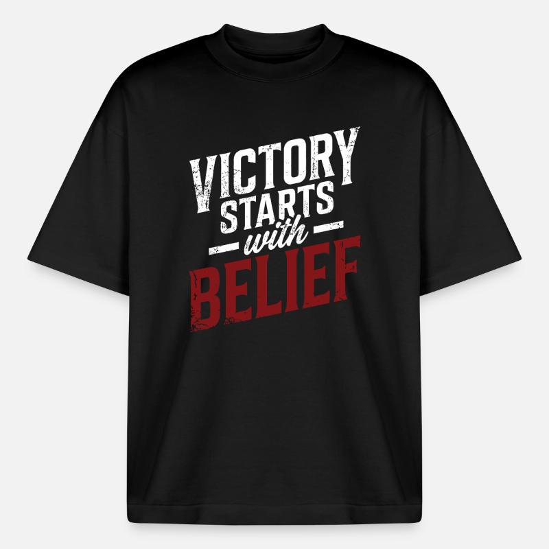 Der Sieg beginnt mit dem Glauben - Boxy Heavyweight Unisex Organic T-Shirt von Stanley/Stella - Schwarz