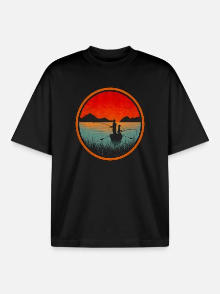 Pêche en bateau - T-shirt unisexe boxy épais biologique Stanley/Stella - noir