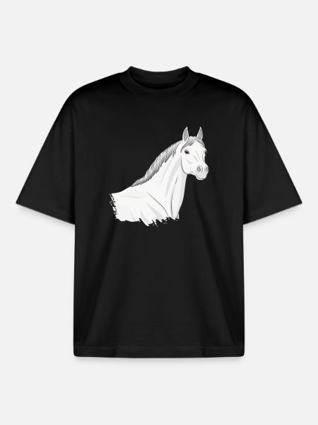 Der Kopf eines hellgrauen Abbayan-Pferdes - Boxy Heavyweight Unisex Organic T-Shirt von Stanley/Stella - Schwarz