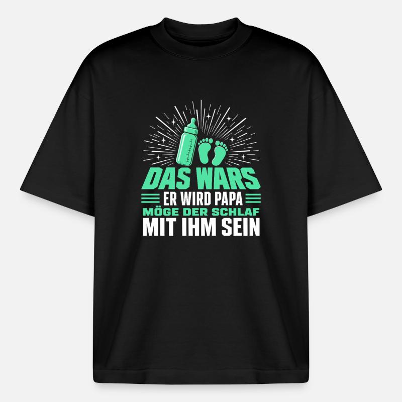 Das Wars Er wird Papa - Boxy Heavyweight Unisex Organic T-Shirt von Stanley/Stella - Schwarz