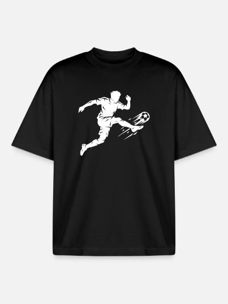 Soccer Silhouette Soccer - Boxy Heavyweight Unisex Organic T-Shirt by Stanley/Stella - black