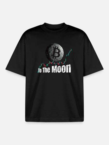 Bitcoin to the Moon - Boxy Heavyweight Unisex Organic T-Shirt by Stanley/Stella - black