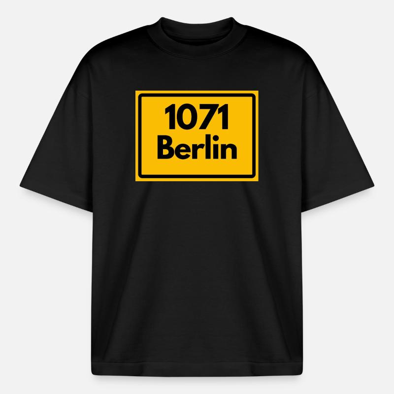OLD POSTCODE 1071 BERLIN BERLIN OSTALGIE - Boxy Heavyweight Unisex Organic T-Shirt by Stanley/Stella - black