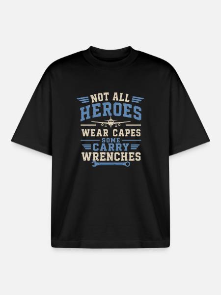 Aircraft Mechanic Aviation Technology Maintenance - Boxy Heavyweight Unisex Organic T-Shirt by Stanley/Stella - black
