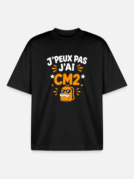 J'peux pas j'ai CM2 - T-shirt unisexe boxy épais biologique Stanley/Stella - noir