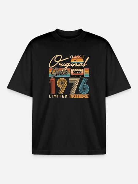 50e anniversaire, 50 ans - T-shirt unisexe boxy épais biologique Stanley/Stella - noir