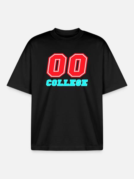 00 College Neon Emblem - Boxy Heavyweight Unisex Organic T-Shirt by Stanley/Stella - black