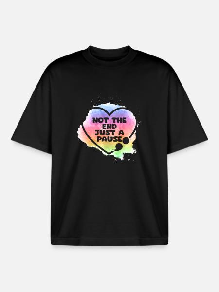 Semicolon Suicide Prevention Just - Boxy Heavyweight Unisex Organic T-Shirt by Stanley/Stella - black