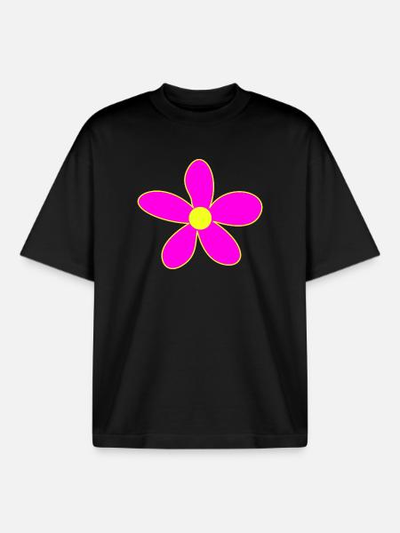 Neonpink Blütenzauber Gelbe Mitte - Boxy Heavyweight Unisex Organic T-Shirt von Stanley/Stella - Schwarz