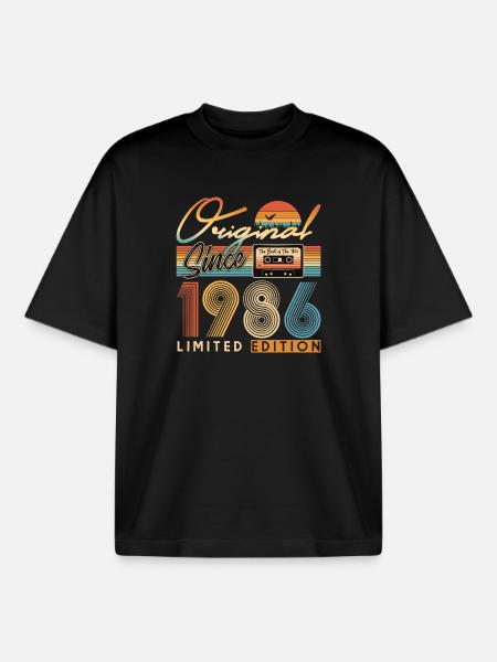 40e anniversaire, 40 ans - T-shirt unisexe boxy épais biologique Stanley/Stella - noir