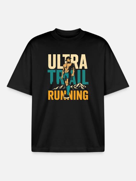 Ultra Trail Running - T-shirt unisexe boxy épais biologique Stanley/Stella - noir