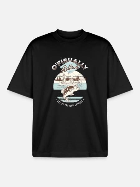 Ofishally Retired Fishing - Boxy Heavyweight Unisex Organic T-Shirt by Stanley/Stella - black