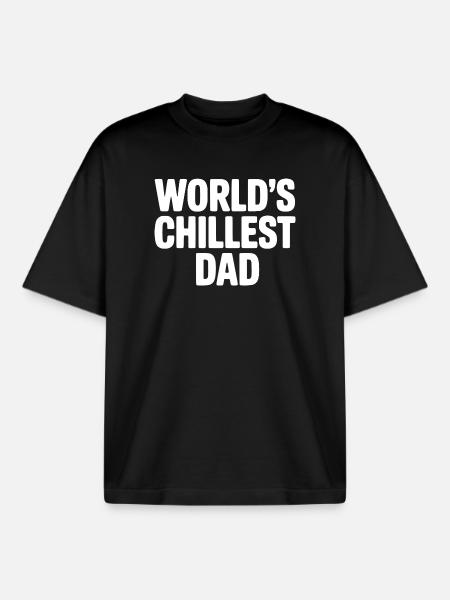 World's Chillest Dad - Boxy Heavyweight Unisex Organic T-Shirt by Stanley/Stella - black