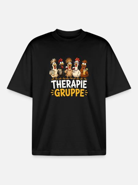 Therapiegruppe Hühner Party - Boxy Heavyweight Unisex Organic T-Shirt von Stanley/Stella - Schwarz