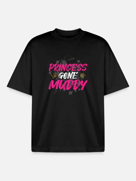 Princesse devenue boueuse Schlammlauf Course boueuse - T-shirt unisexe boxy épais biologique Stanley/Stella - noir