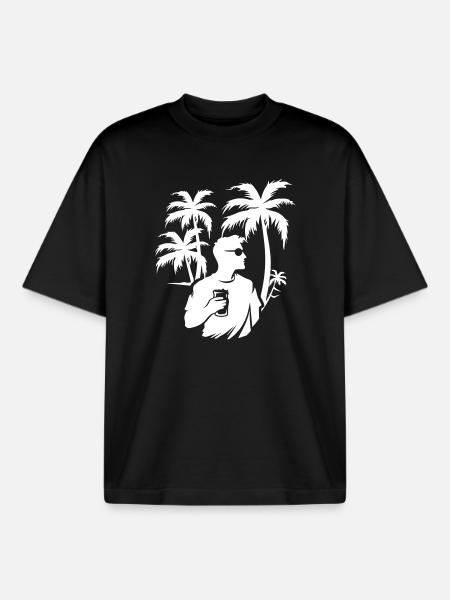 Fête Silhouette Holiday - T-shirt unisexe boxy épais biologique Stanley/Stella - noir