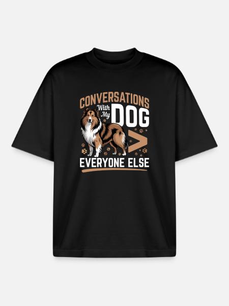 Chien Shetland Sheltie Race - T-shirt unisexe boxy épais biologique Stanley/Stella - noir