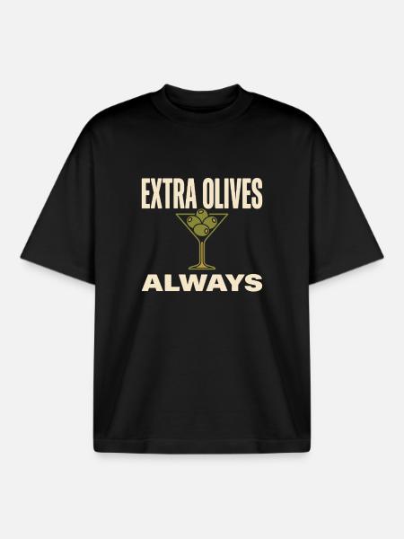 Olive Girl Martini Olive Mediterranean - Boxy Heavyweight Unisex Organic T-Shirt by Stanley/Stella - black