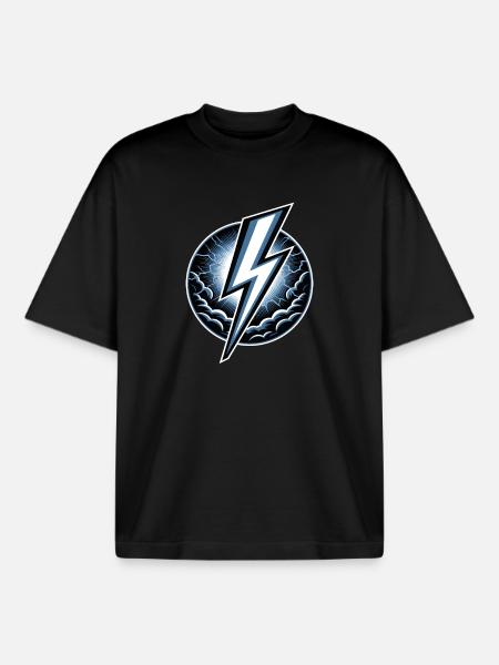 Blitz Blitzschlag Gewitter Strom Sturm - Boxy Heavyweight Unisex Organic T-Shirt von Stanley/Stella - Schwarz