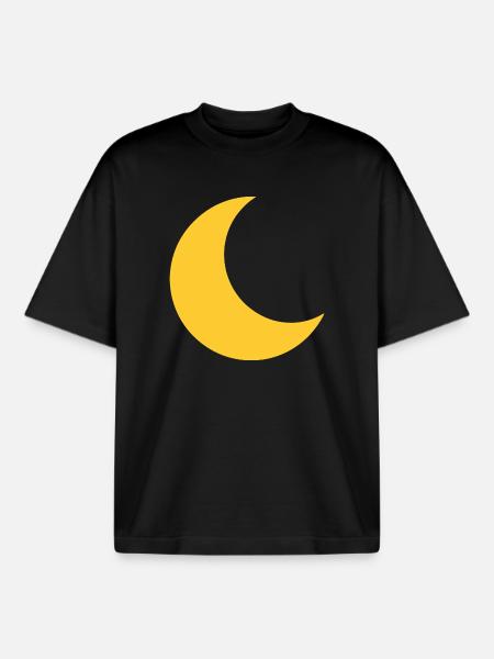 Yellow Moon Crescent on Black - Boxy Heavyweight Unisex Organic T-Shirt by Stanley/Stella - black