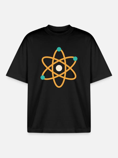 Atom - Physics Chemistry Science Nerd Teacher - Boxy Heavyweight Unisex Organic T-Shirt by Stanley/Stella - black
