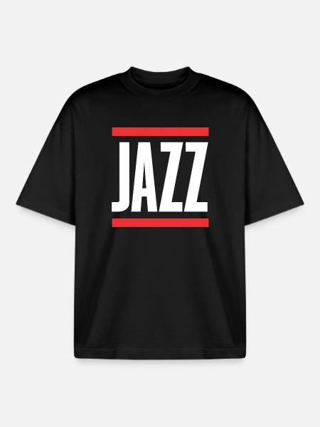 Jazz Bold Block Typography - Boxy Heavyweight Unisex Organic T-Shirt by Stanley/Stella - black