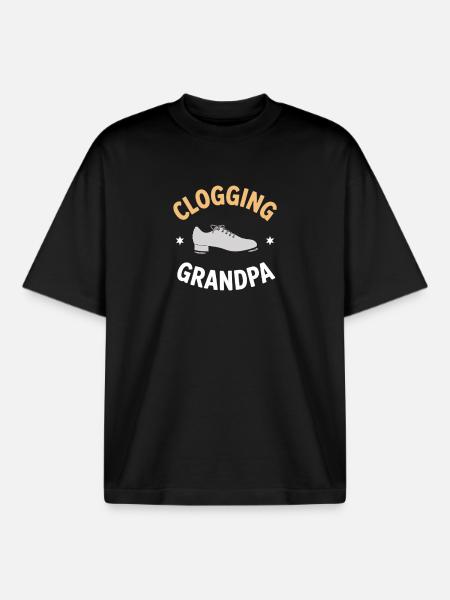 Clogging Grandpa Clogger Gift - Boxy Heavyweight Unisex Organic T-Shirt by Stanley/Stella - black