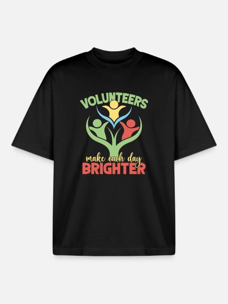 Volunteer Appreciation Make Each Day Brighter - Boxy Heavyweight Unisex Organic T-Shirt by Stanley/Stella - black