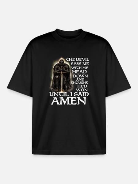 Devil Thought He Won Until Amen - Boxy Heavyweight Unisex Organic T-Shirt by Stanley/Stella - black