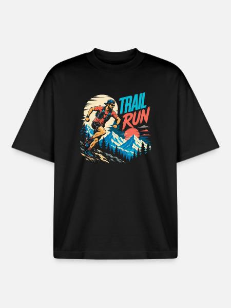 Trailrun - Boxy Heavyweight Unisex Organic T-Shirt von Stanley/Stella - Schwarz