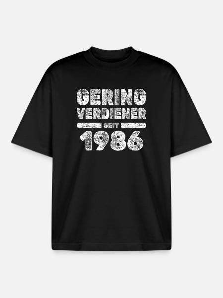 Geringverdiener 1986 - Boxy Heavyweight Unisex Organic T-Shirt von Stanley/Stella - Schwarz